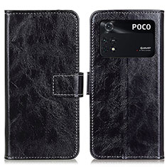 Custodia Portafoglio In Pelle Cover con Supporto K04Z per Xiaomi Poco M4 Pro 4G Nero