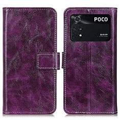 Custodia Portafoglio In Pelle Cover con Supporto K04Z per Xiaomi Poco M4 Pro 4G Viola