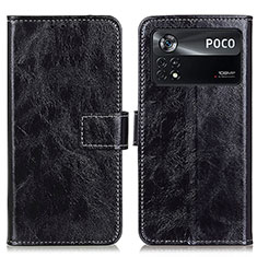 Custodia Portafoglio In Pelle Cover con Supporto K04Z per Xiaomi Poco X4 Pro 5G Nero