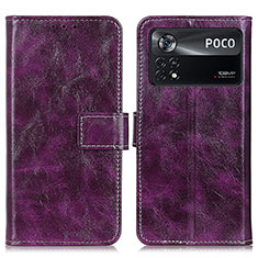 Custodia Portafoglio In Pelle Cover con Supporto K04Z per Xiaomi Poco X4 Pro 5G Viola