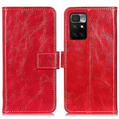 Custodia Portafoglio In Pelle Cover con Supporto K04Z per Xiaomi Redmi 10 4G Rosso