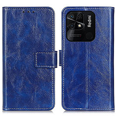 Custodia Portafoglio In Pelle Cover con Supporto K04Z per Xiaomi Redmi 10 India Blu