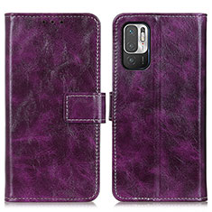 Custodia Portafoglio In Pelle Cover con Supporto K04Z per Xiaomi Redmi Note 10 5G Viola