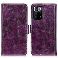 Custodia Portafoglio In Pelle Cover con Supporto K04Z per Xiaomi Redmi Note 10 Pro 5G Viola