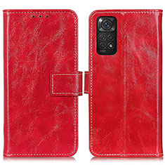 Custodia Portafoglio In Pelle Cover con Supporto K04Z per Xiaomi Redmi Note 11 4G (2022) Rosso