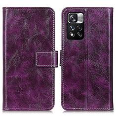 Custodia Portafoglio In Pelle Cover con Supporto K04Z per Xiaomi Redmi Note 11 Pro+ Plus 5G Viola