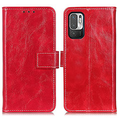 Custodia Portafoglio In Pelle Cover con Supporto K04Z per Xiaomi Redmi Note 11 SE 5G Rosso