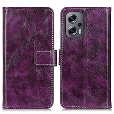 Custodia Portafoglio In Pelle Cover con Supporto K04Z per Xiaomi Redmi Note 11T Pro 5G Viola