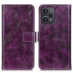 Custodia Portafoglio In Pelle Cover con Supporto K04Z per Xiaomi Redmi Note 12 Turbo 5G Viola