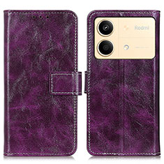 Custodia Portafoglio In Pelle Cover con Supporto K04Z per Xiaomi Redmi Note 13R Pro 5G Viola