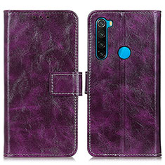 Custodia Portafoglio In Pelle Cover con Supporto K04Z per Xiaomi Redmi Note 8 (2021) Viola