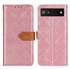 Custodia Portafoglio In Pelle Cover con Supporto K05Z per Google Pixel 6a 5G Rosa