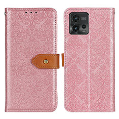 Custodia Portafoglio In Pelle Cover con Supporto K05Z per Motorola Moto G72 Rosa