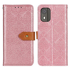 Custodia Portafoglio In Pelle Cover con Supporto K05Z per Nokia C02 Rosa