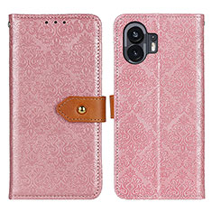 Custodia Portafoglio In Pelle Cover con Supporto K05Z per Nothing Phone 2 Rosa