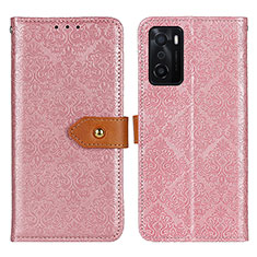 Custodia Portafoglio In Pelle Cover con Supporto K05Z per Oppo A55S 5G Rosa