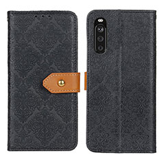 Custodia Portafoglio In Pelle Cover con Supporto K05Z per Sony Xperia 10 III Lite Nero