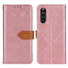 Custodia Portafoglio In Pelle Cover con Supporto K05Z per Sony Xperia 10 III Rosa