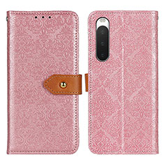 Custodia Portafoglio In Pelle Cover con Supporto K05Z per Sony Xperia 10 IV SO-52C Rosa