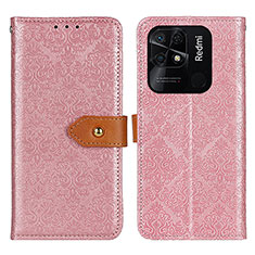 Custodia Portafoglio In Pelle Cover con Supporto K05Z per Xiaomi Redmi 10 India Rosa