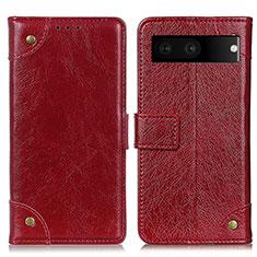 Custodia Portafoglio In Pelle Cover con Supporto K06Z per Google Pixel 7 5G Rosso