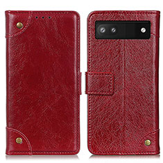 Custodia Portafoglio In Pelle Cover con Supporto K06Z per Google Pixel 7a 5G Rosso