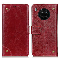 Custodia Portafoglio In Pelle Cover con Supporto K06Z per Huawei Nova 8i Rosso