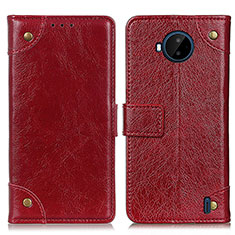 Custodia Portafoglio In Pelle Cover con Supporto K06Z per Nokia C20 Plus Rosso