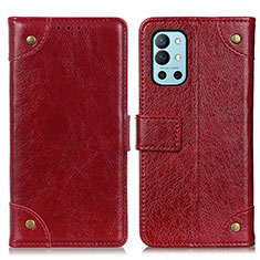 Custodia Portafoglio In Pelle Cover con Supporto K06Z per OnePlus 9R 5G Rosso