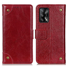 Custodia Portafoglio In Pelle Cover con Supporto K06Z per Oppo A74 4G Rosso