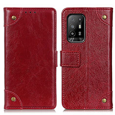 Custodia Portafoglio In Pelle Cover con Supporto K06Z per Oppo A95 5G Rosso