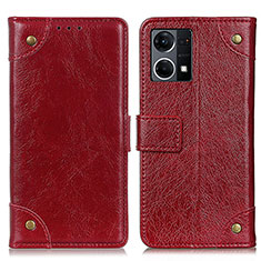 Custodia Portafoglio In Pelle Cover con Supporto K06Z per Oppo F21 Pro 4G Rosso