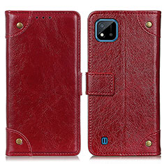 Custodia Portafoglio In Pelle Cover con Supporto K06Z per Realme C20 Rosso