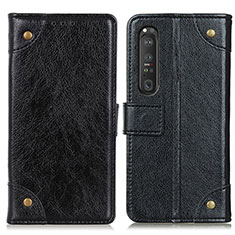 Custodia Portafoglio In Pelle Cover con Supporto K06Z per Sony Xperia 1 III Nero