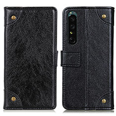 Custodia Portafoglio In Pelle Cover con Supporto K06Z per Sony Xperia 1 IV Nero