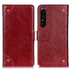 Custodia Portafoglio In Pelle Cover con Supporto K06Z per Sony Xperia 1 IV SO-51C Rosso