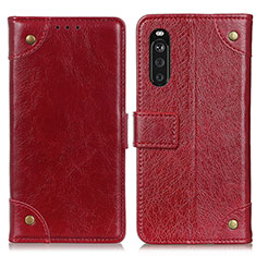 Custodia Portafoglio In Pelle Cover con Supporto K06Z per Sony Xperia 10 III SOG04 Rosso