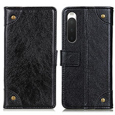 Custodia Portafoglio In Pelle Cover con Supporto K06Z per Sony Xperia 10 IV Nero