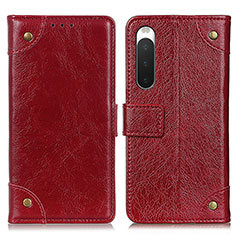 Custodia Portafoglio In Pelle Cover con Supporto K06Z per Sony Xperia 10 IV SO-52C Rosso