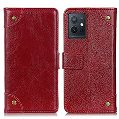 Custodia Portafoglio In Pelle Cover con Supporto K06Z per Vivo Y55s 5G Rosso