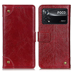 Custodia Portafoglio In Pelle Cover con Supporto K06Z per Xiaomi Poco X4 Pro 5G Rosso