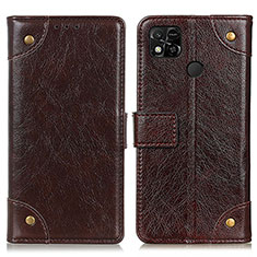 Custodia Portafoglio In Pelle Cover con Supporto K06Z per Xiaomi Redmi 9 Activ Marrone Chiaro