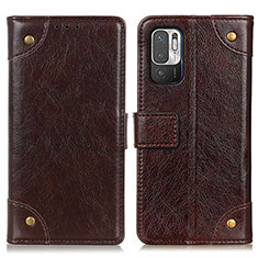 Custodia Portafoglio In Pelle Cover con Supporto K06Z per Xiaomi Redmi Note 10 5G Marrone