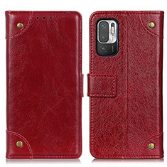 Custodia Portafoglio In Pelle Cover con Supporto K06Z per Xiaomi Redmi Note 10 5G Rosso