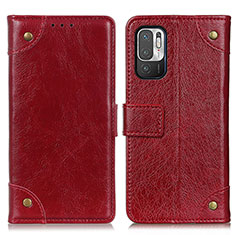 Custodia Portafoglio In Pelle Cover con Supporto K06Z per Xiaomi Redmi Note 10T 5G Rosso