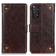 Custodia Portafoglio In Pelle Cover con Supporto K06Z per Xiaomi Redmi Note 11 4G (2022) Marrone