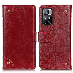 Custodia Portafoglio In Pelle Cover con Supporto K06Z per Xiaomi Redmi Note 11 5G Rosso