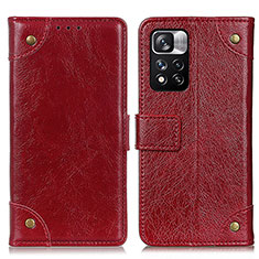 Custodia Portafoglio In Pelle Cover con Supporto K06Z per Xiaomi Redmi Note 11 Pro+ Plus 5G Rosso