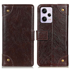 Custodia Portafoglio In Pelle Cover con Supporto K06Z per Xiaomi Redmi Note 12 Pro 5G Marrone