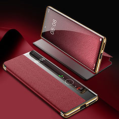 Custodia Portafoglio In Pelle Cover con Supporto K07 per Huawei Mate 40E Pro 5G Rosso Rosa